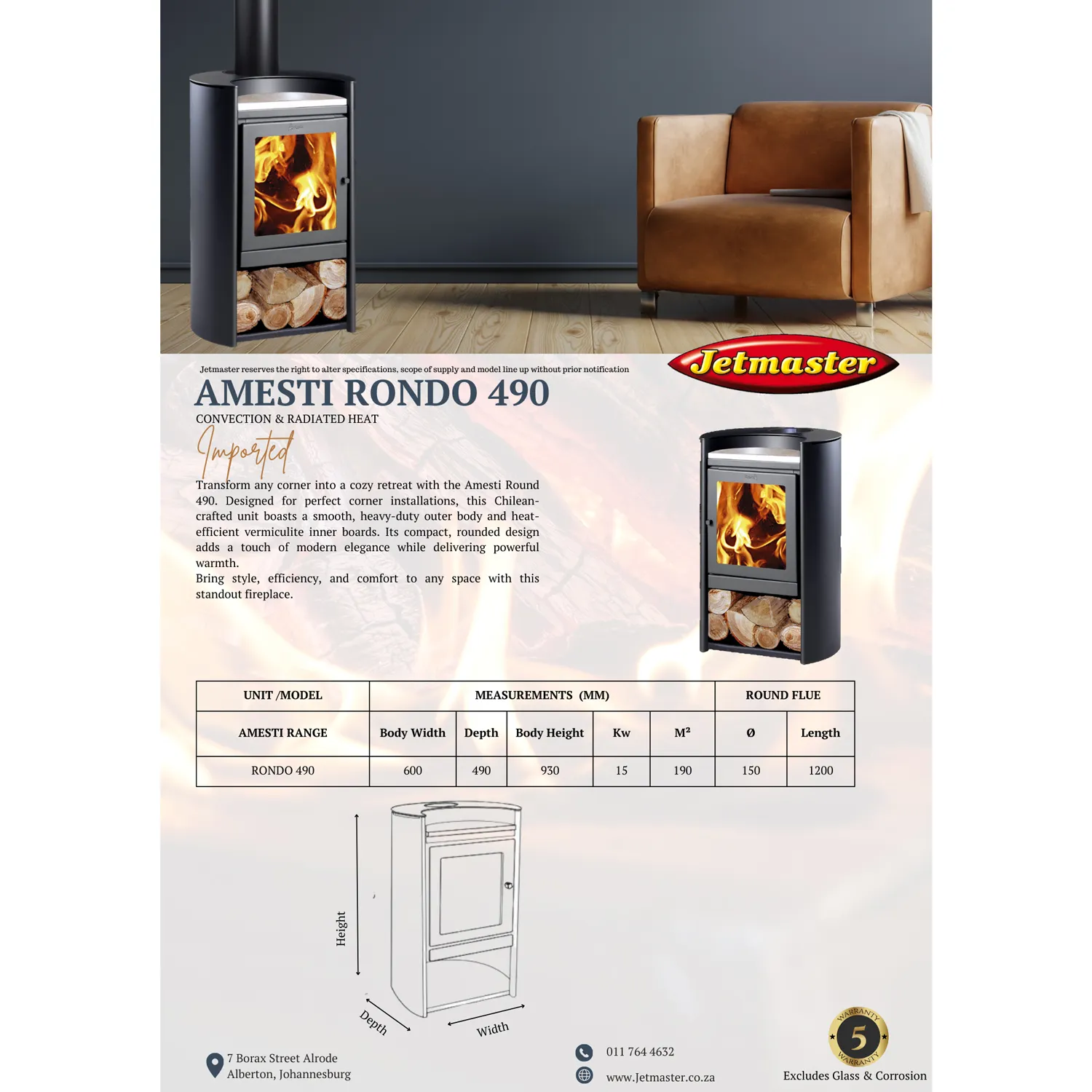 Amesti Rondo 490 Freestanding Fireplace - Image 2